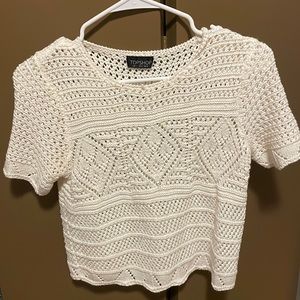 TopShop Crochet white short sleeve shirt